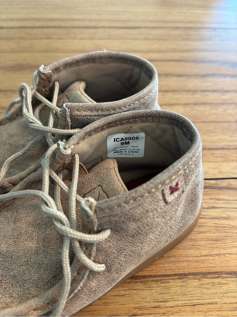 Twisted X Kids Tan Suede Moccasin Lace-Up Shoes - Picture 2 of 4